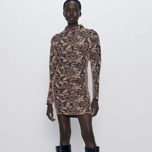 *NWT* Zara Jacquard Draped Dress - S Mini Bodycon